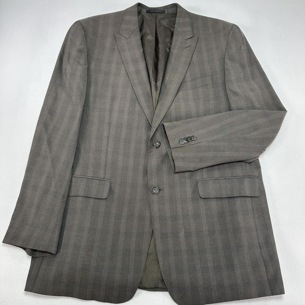 Sean John Suit Jacket Mens 44L Gray Stripe Polyester Rayon Notch Lapel Business